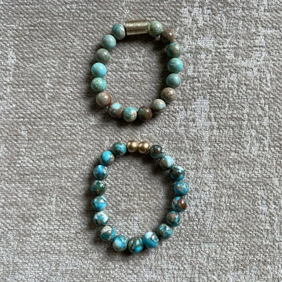 Imperial Jasper Beaded Bangles Bracelets Stretchy - Picture 4 of 6